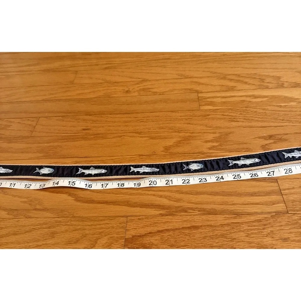 Zep-Pro Nylon Nautical sewn Shark Blue Brass Buckle Adjustable Belt Men's 42